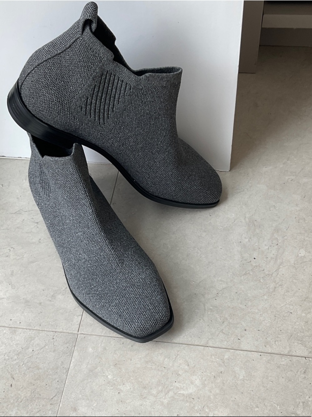Knit Grey Ankle Booties - Sleek Women's Chelsea Style